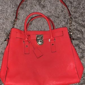 Authentic Red Michael Kors Hamilton Large Bag